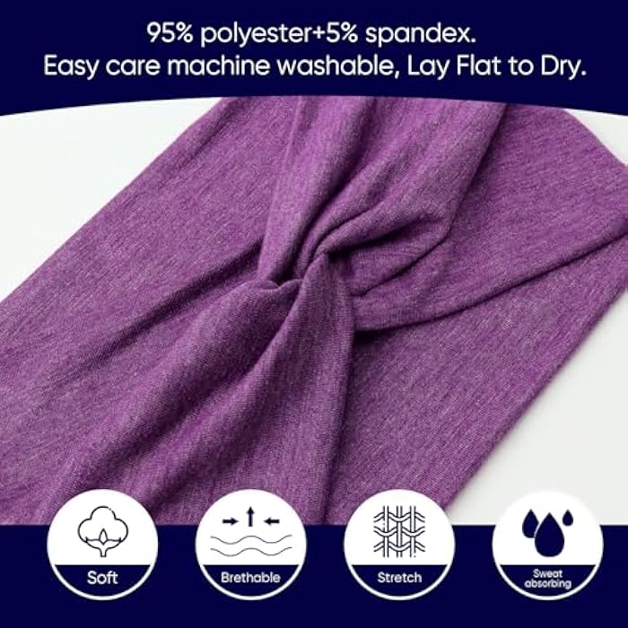 DRESHOW Extra Wide Headbands for Women Cotton Turban Knotted Bandana Head Bands Non Slip Boho Hair Accessories for Sports & Yoga - Image 5